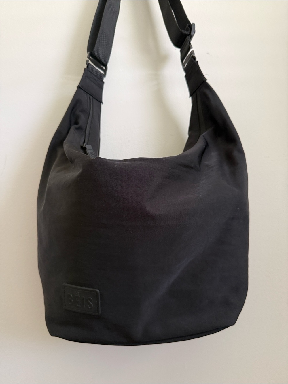 BEIS Black Canvas Crescent Catchall Shoulder Bag